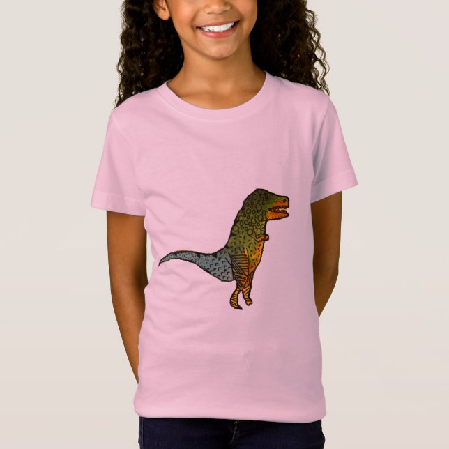 Cute girls T-Rex dinosaur art T-Shirt (Front)