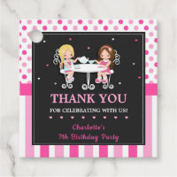 Cute Girls Tea Party Birthday Hot Pink Thank You Favor Tags