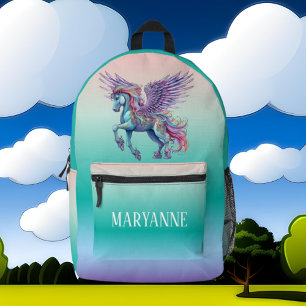 Cute girls unicorn add name printed backpack