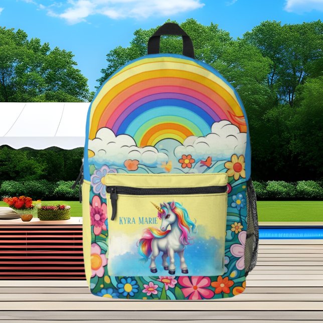 Cute girls unicorn add name printed backpack (Creator Uploaded)