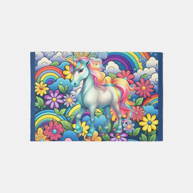 Cute girls unicorn lovers kids  rug (Front)