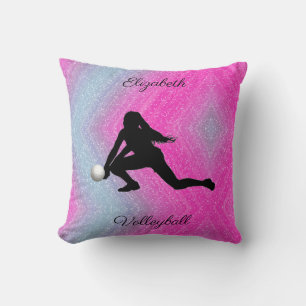Cute Girls Volleyball Pastel Throw Pillow