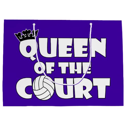 Cute Girls Volleyball Player Queen of the Court Large Gift Bag