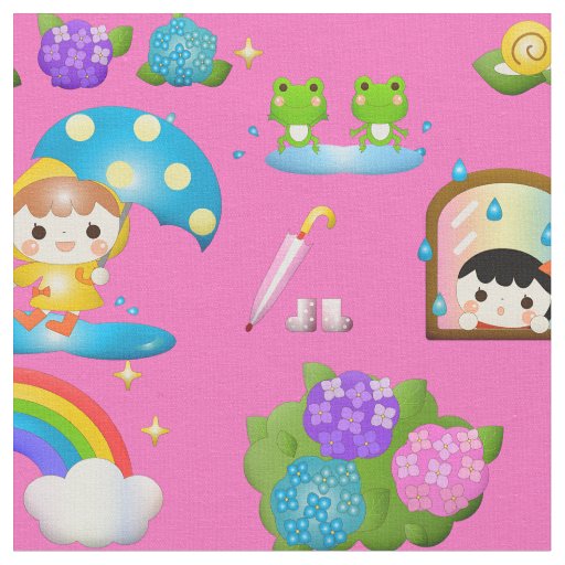 Cute Girls With Frogs And Snails GC1 Fabric
