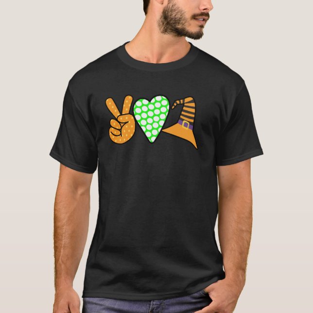Cute Girls Woman Peace Love Witches Magic Fall Oct T-Shirt (Front)