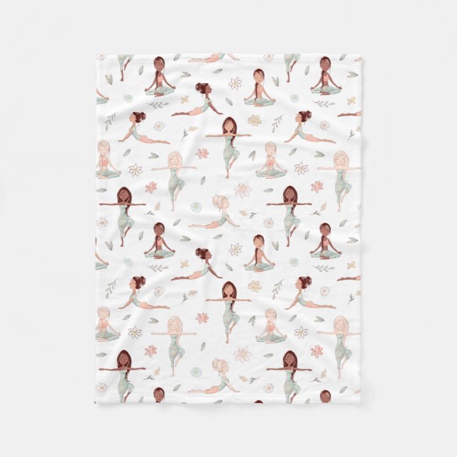 Cute Girls Zen Yoga Meditation Spiritual Namaste Fleece Blanket (Front)