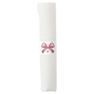 Cute Girly Aesthetic Pink Bow Name Monogram Napkin Bands