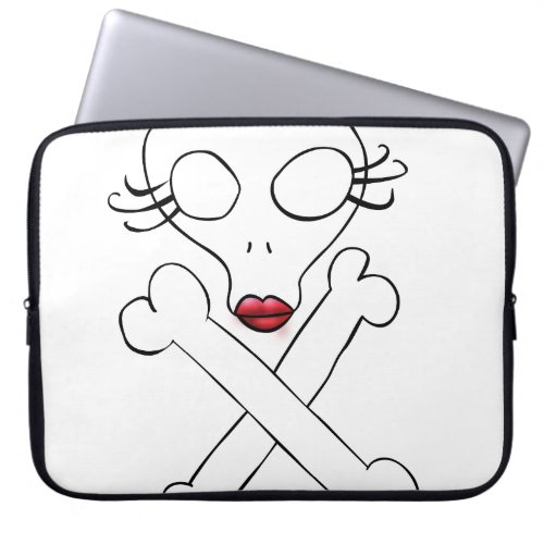 Cute Girly Alien Skull Crossbones Laptop Sleeve