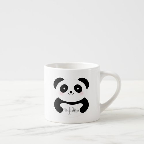 Cute Girly Baby Panda Bear Monogram Espresso Cup