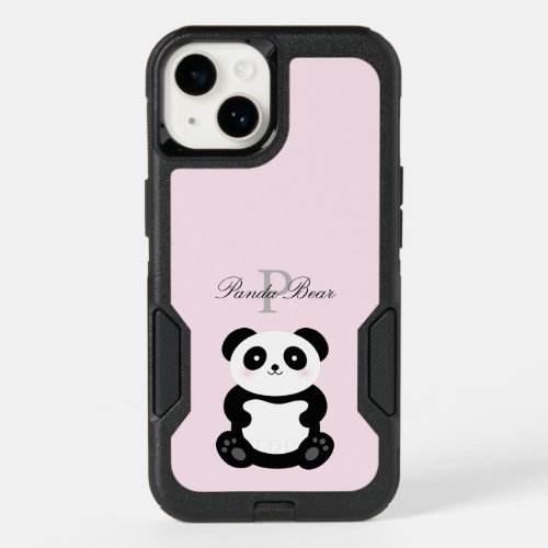 Cute Girly Baby Panda Bear Monogram OtterBox iPhone 14 Case