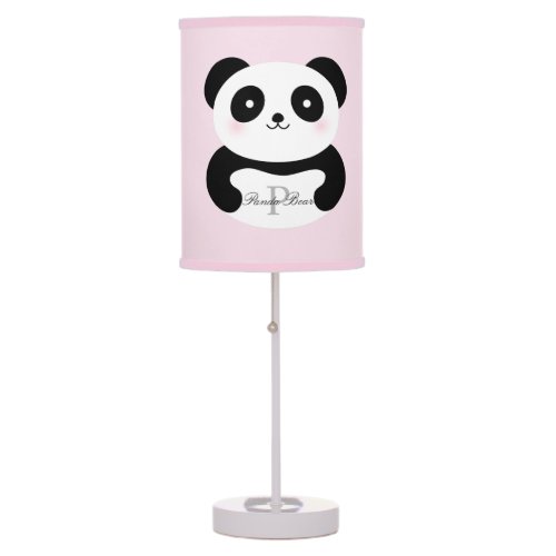 Cute Girly Baby Panda Bear Monogram Table Lamp