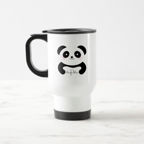 Cute Girly Baby Panda Bear Monogram Travel Mug