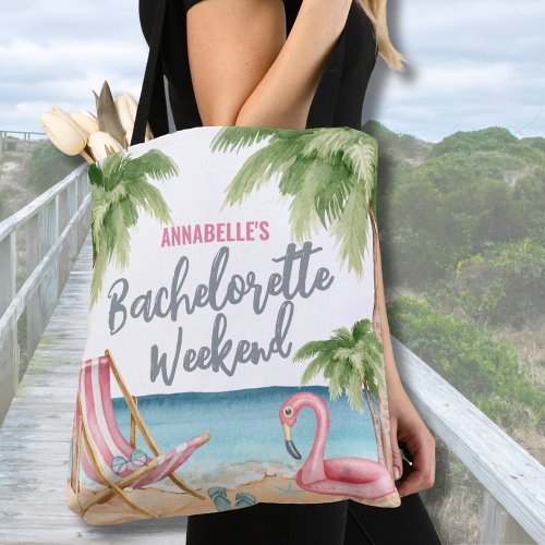 Cute Girly Bachelorette Party Watercolor Beach Tote Bag