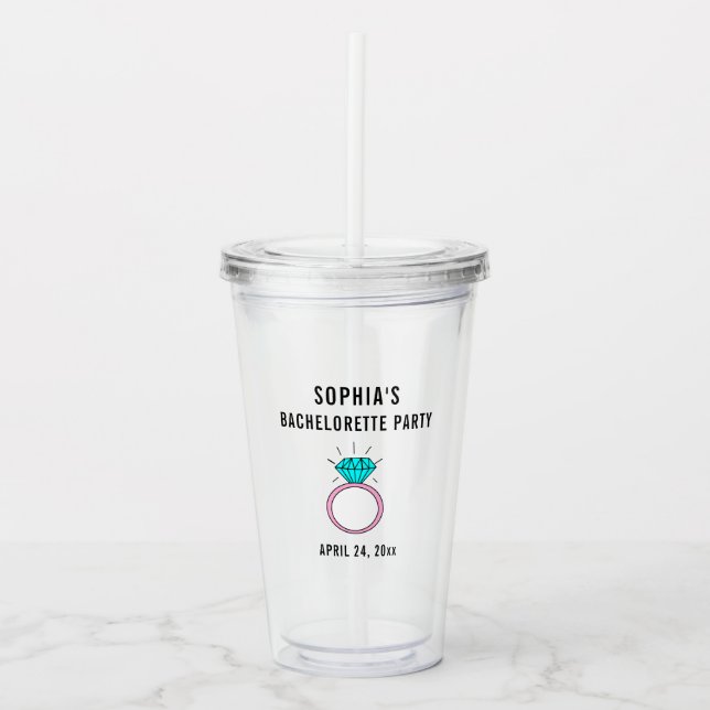 Cute Girly Bachelorette Party Wedding Favor Acrylic Tumbler (Front)