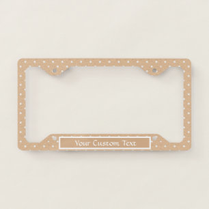 Cute Girly Beige Polka Dots Classy Unique Custom License Plate Frame