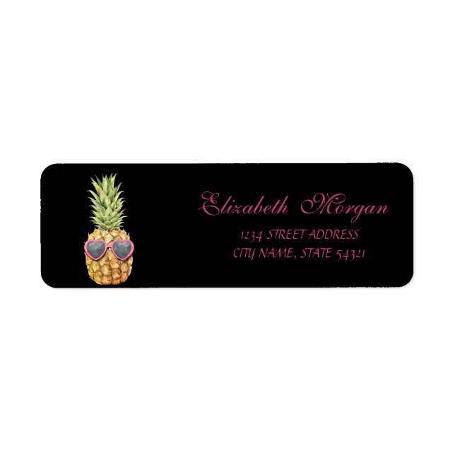 Cute  Girly Black Cool Pineapple  Label (Front)