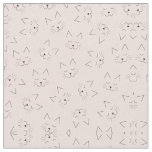Cute Girly Black Kitty Cat Face Pink Pattern Fabric