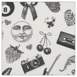 Cute Girly Black White Grunge Aesthetic Pattern  Fabric