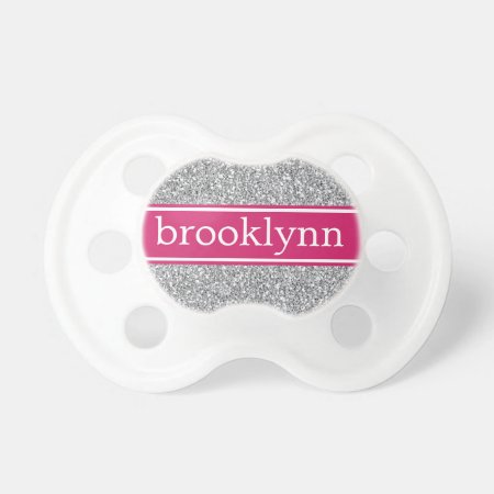 Cute Girly Bling Glitter Pattern Personalized Name Pacifier
