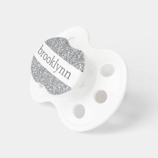 Cute Girly Bling Glitter Pattern Personalized Name Pacifier (Front Right)