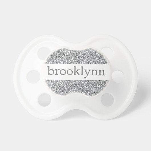 Cute Girly Bling Glitter Pattern Personalized Name Pacifier (Front)