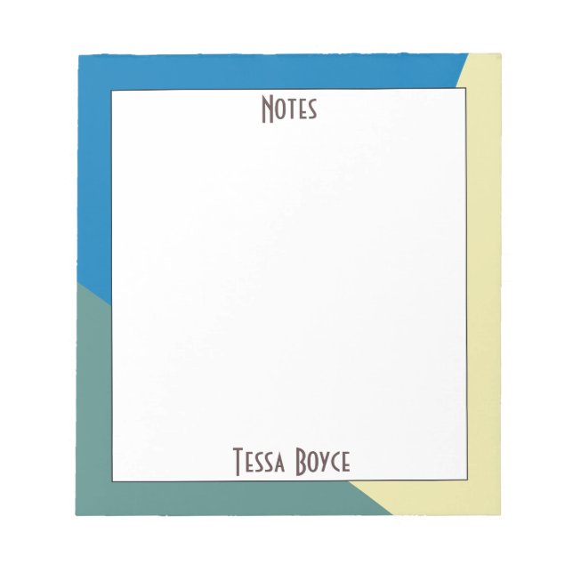 Cute Girly Blue Beige  Color Monogrammed Notepad (Front)