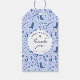 Cute Girly Blue Coastal Cowgirl Stripe Thank you Gift Tags
