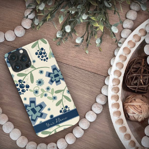 Cute Girly Blue Flowers Pattern Trendy Inspirivity iPhone 13 Pro Max Case