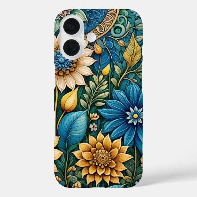 Cute Girly Blue Sunflower Garden Abstract Art Case-Mate iPhone Case (Back)