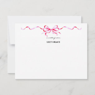 Cute Girly Blush Pink Bow Ribbon Frame  Note Card