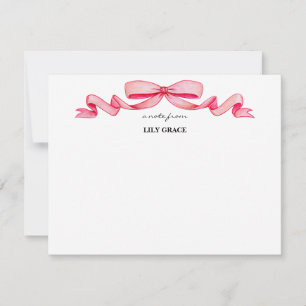 Cute Girly Blush Pink Bow Ribbon Frame  Note Card