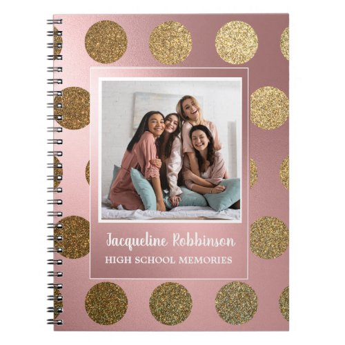 Cute Girly Blush Pink Gold Polka Dots High School Notebook