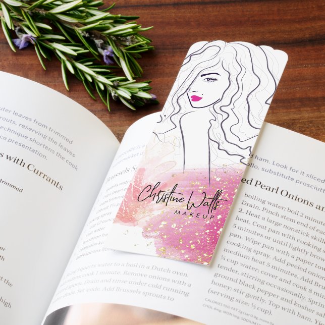 Cute Girly Blush Pink Sparkly Glitter Makeup QR Bookmarks (Book)
