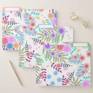 Cute Girly Boho Chic Pastel Floral Pattern File Folder