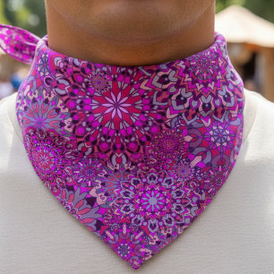 Cute Girly Boho Chic Pink Purple Floral Mandalas Bandana
