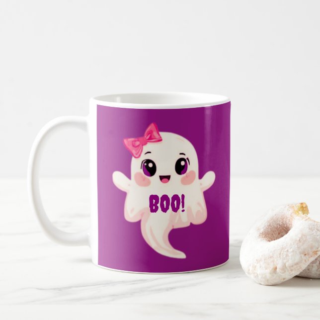 Cute girly Boo! Ghost Coffee Mug (With Donut)