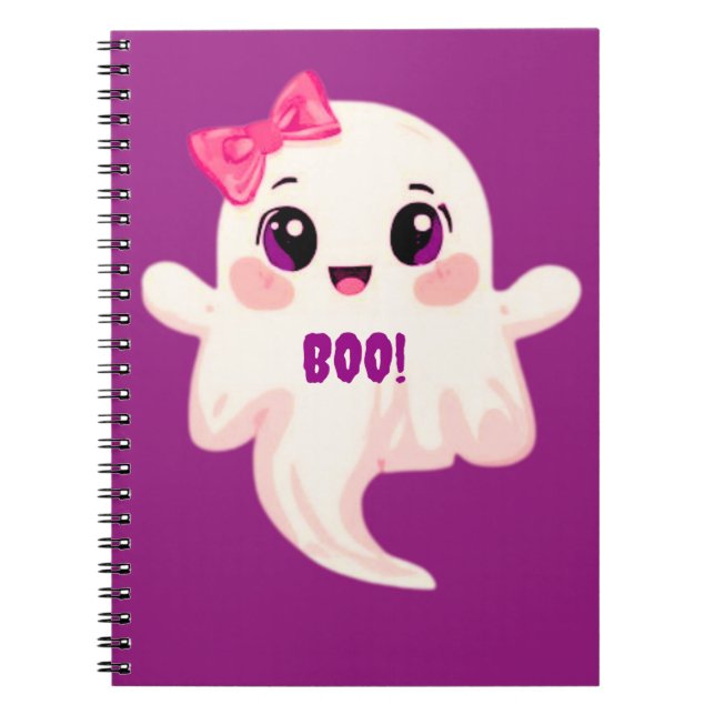 Cute girly Boo! Ghost Notebook (Front)