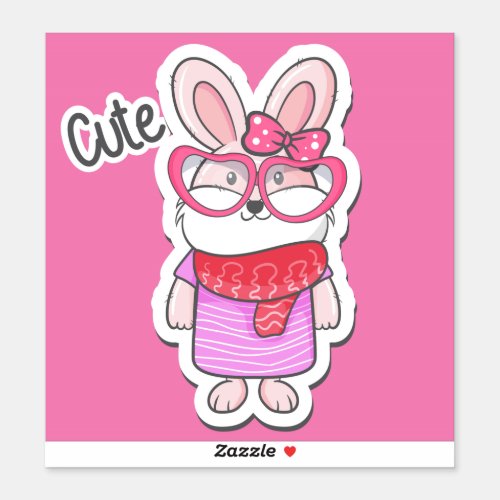 Cute Girly Bunny Sticker