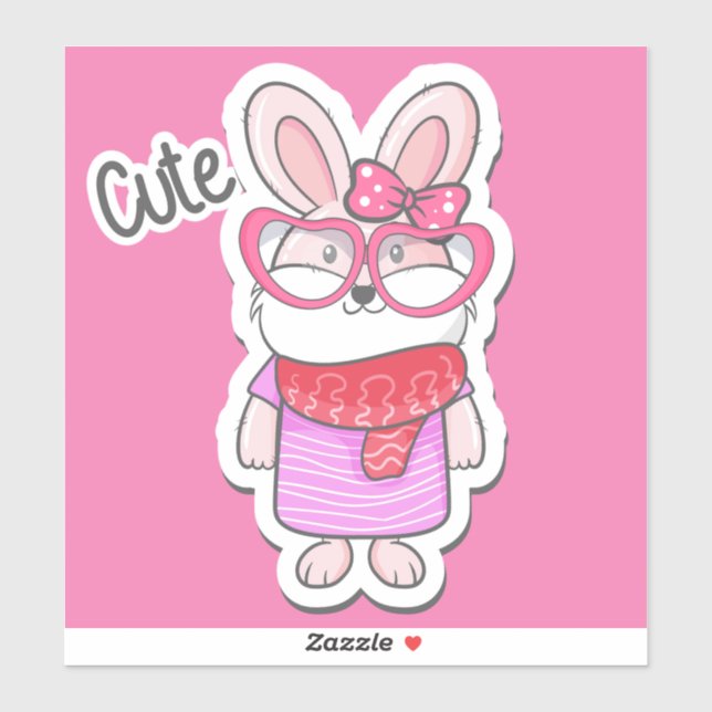 Cute Girly Bunny Sticker (Sheet)