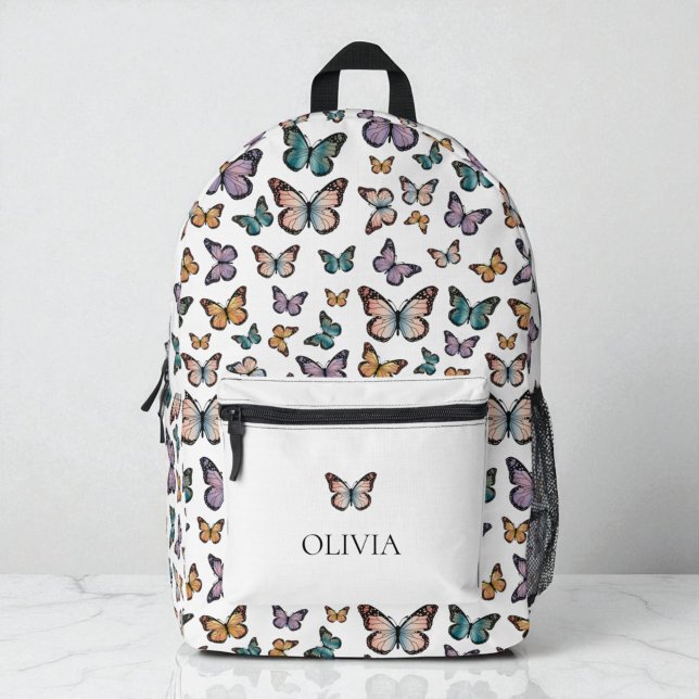 Cute Girly Butterflies Colorful Modern Pattern Printed Backpack (Cute Girly Butterflies Colorful Modern Pattern Printed Backpack)