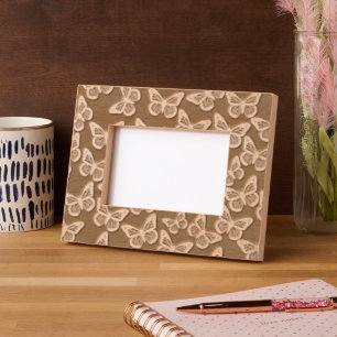 Cute Girly Butterflies Nature Pretty Elegant Engraved Frames