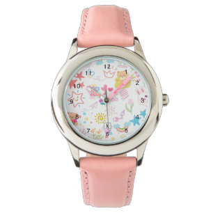 Cute Girly Cartoon Rainbow Doodle eWatch Watch