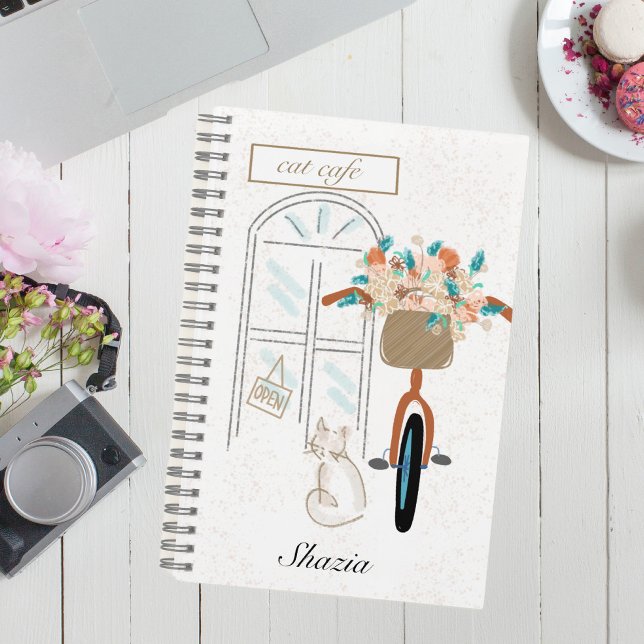Cute Girly Cat Cafe Custom Notebook (Creator Uploaded)