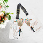 Cute Girly Cat Cafe Vacation Luggage Tag<br><div class="desc">An adorable custom luggage tag for the travel enthusiast. With a cute hand illustrated 
 Parisian style cafe,  floral bicycle,  and cat these luggage tags are fun and feminine.</div>