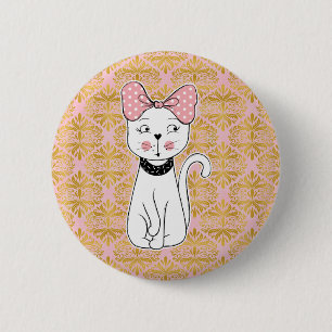 Cute Girly Cat Magnet Button
