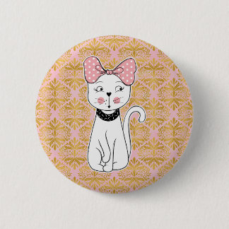 Cute Girly Cat Magnet Button