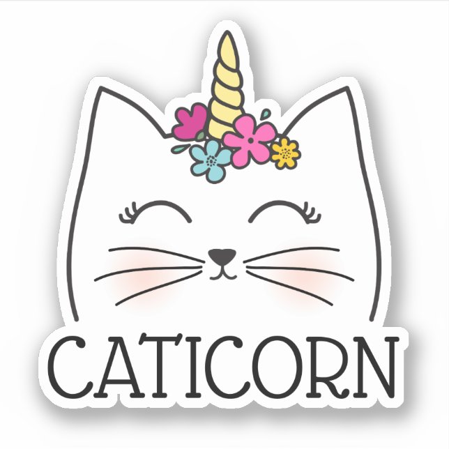 Cute Girly Caticorn Sticker (Front)