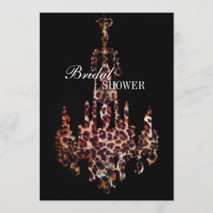 Cute girly chic leopard print chandelier invitation