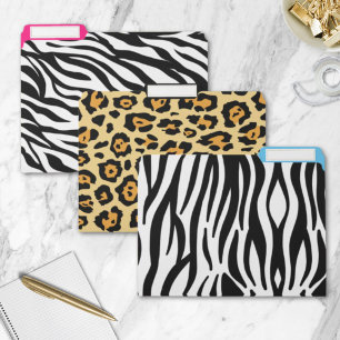cute girly chic safari cheetah print zebra stripes file folder