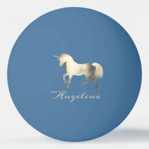 Cute Girly & Chic Silver Foil Unicorn Personalized Ping Pong Ball